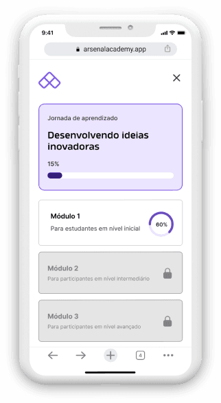 Imagem da plataforma Arsenal Academy em um mockup